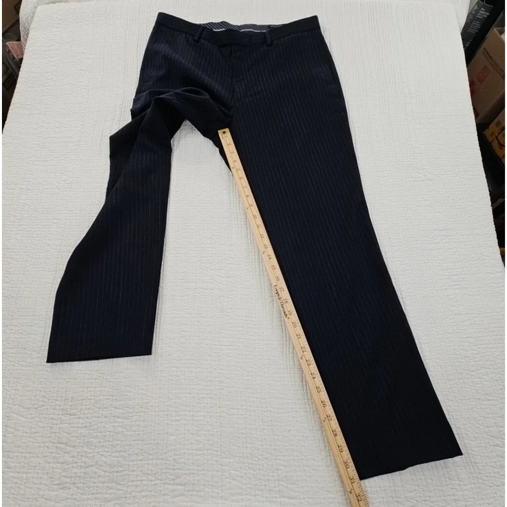 Banana Republic Dress‎ Pants Men's 36x32 Navy Blue Chalk Stripe Slim Fit Luxe